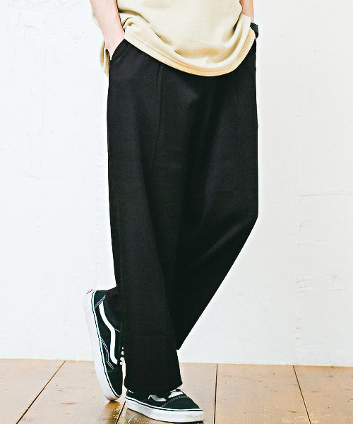 ラグスタイル LUXSTYLE ワイドテーパードパンツ/テーパードパンツ メンズ ワイドパンツ ストレッチ BITTER ビター系,ブラック