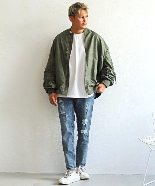 ラグスタイル LUXSTYLE 撥水ドロップショルダーMAー1ジャケット/MAー1 MA1 メンズ ジャケット ブルゾン ナイロン ビッグシルエット （カーキ） カーキ