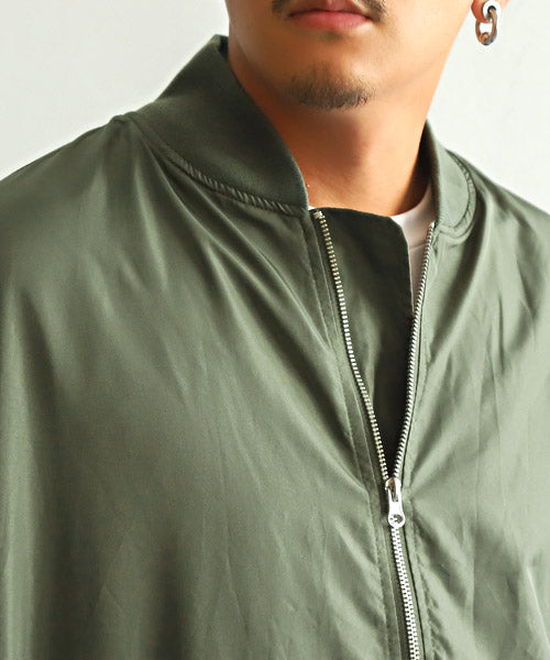 ラグスタイル LUXSTYLE 撥水ドロップショルダーMAー1ジャケット/MAー1 MA1 メンズ ジャケット ブルゾン ナイロン ビッグシルエット （カーキ） カーキ