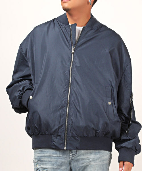 ラグスタイル LUXSTYLE 撥水ドロップショルダーMAー1ジャケット/MAー1 MA1 メンズ ジャケット ブルゾン ナイロン ビッグシルエット,ネイビー