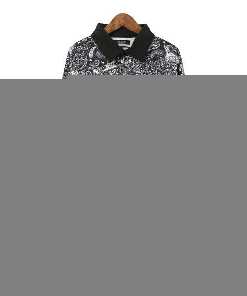 ラグスタイル LUXSTYLE 衿配色総柄プリント長袖シャツ/シャツ メンズ 長袖 バンダナ ボタニカル 総柄 プリント