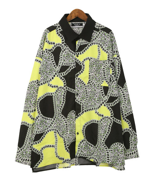 ラグスタイル LUXSTYLE 衿配色総柄プリント長袖シャツ/シャツ メンズ 長袖 バンダナ ボタニカル 総柄 プリント