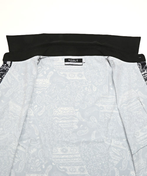 ラグスタイル LUXSTYLE 衿配色総柄プリント長袖シャツ/シャツ メンズ 長袖 バンダナ ボタニカル 総柄 プリント