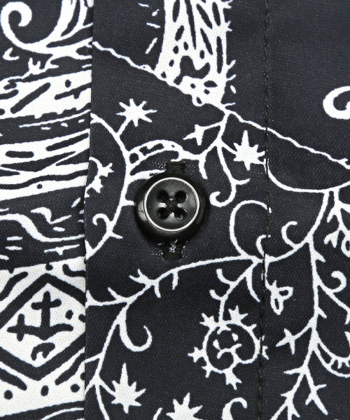 ラグスタイル LUXSTYLE 衿配色総柄プリント長袖シャツ/シャツ メンズ 長袖 バンダナ ボタニカル 総柄 プリント