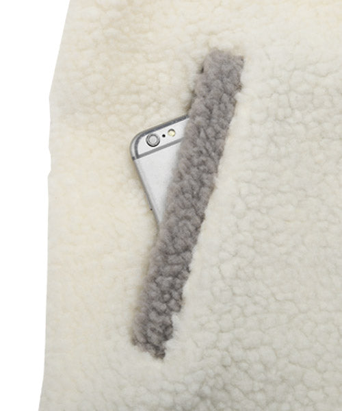 ラグスタイル LUXSTYLE 切り替えボアジャケット/スタンドジャケット メンズ ボア バイカラー 配色 切替 もこもこ （ホワイト×グレー） ホワイト×グレー