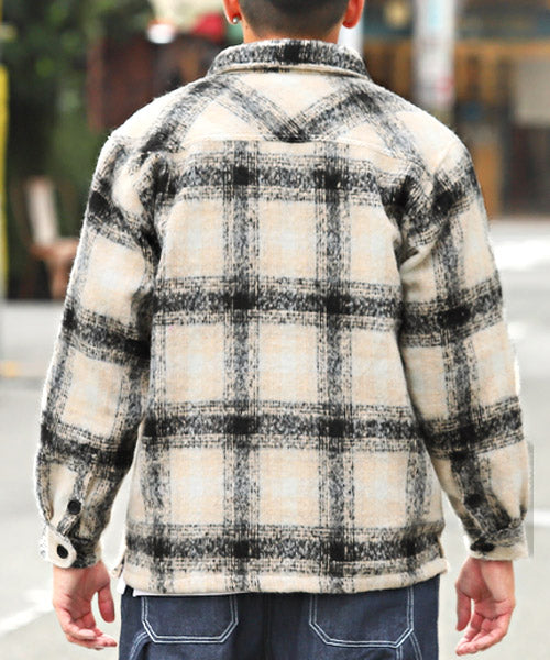 ラグスタイル LUXSTYLE 起毛チェック柄シャツジャケット/シャツジャケット メンズ チェック柄 総柄 起毛