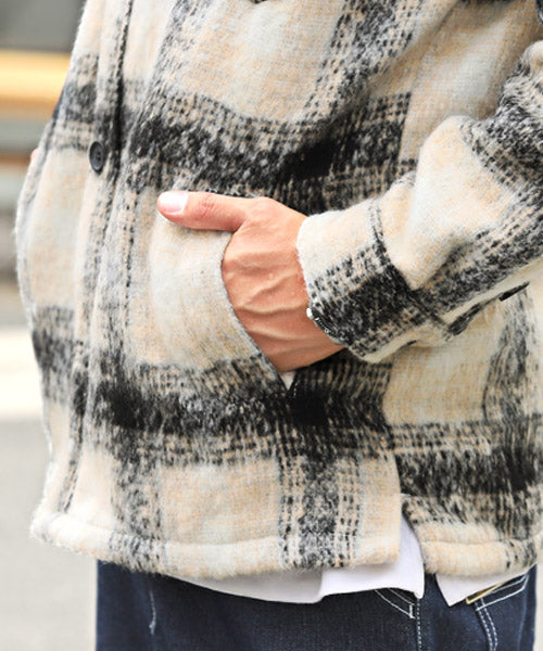 ラグスタイル LUXSTYLE 起毛チェック柄シャツジャケット/シャツジャケット メンズ チェック柄 総柄 起毛