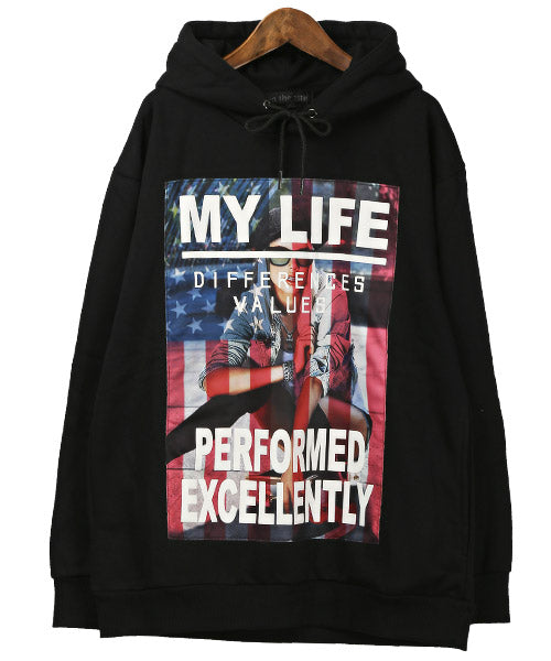 ラグスタイル LUXSTYLE 昇華転写ガールズプリント貼り付け裏起毛パーカー/パーカー メンズ 裏起毛 フォトプリント ガールズプリント 暖か あったか 秋冬