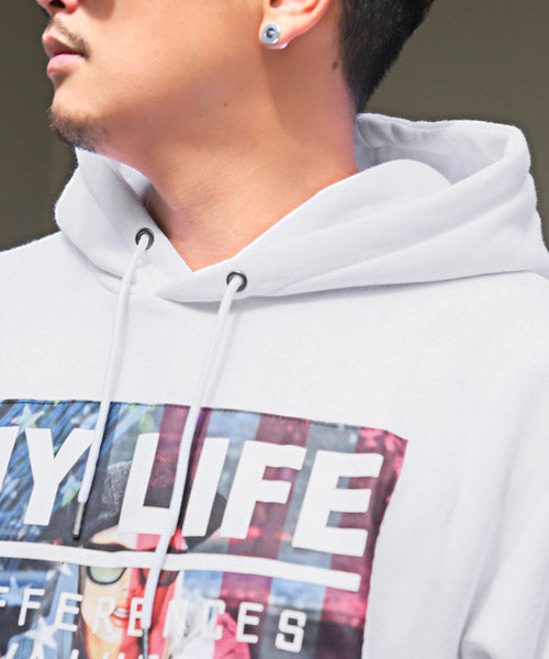 ラグスタイル LUXSTYLE 昇華転写ガールズプリント貼り付け裏起毛パーカー/パーカー メンズ 裏起毛 フォトプリント ガールズプリント 暖か あったか 秋冬