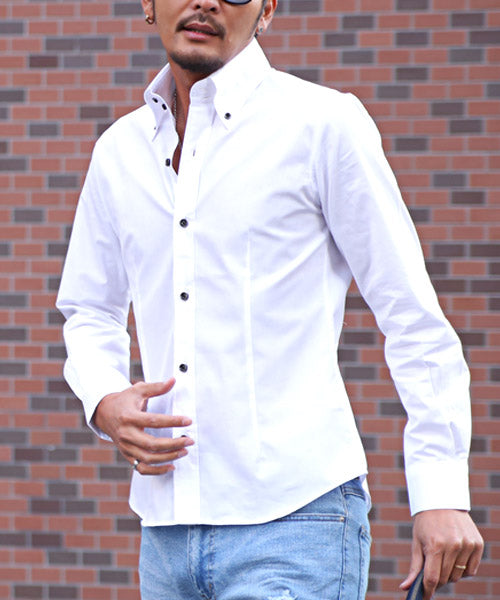 ラグスタイル LUXSTYLE 【極ーきわみー】日本製ブロードデュエボタンダウン長袖シャツ/GarsonWave シャツ メンズ 長袖 日本製 定番 BITTER ビター系