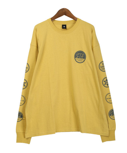 ラグスタイル LUXSTYLE TRAP/Uワッペンモチーフ袖プリントBIGロンT/ロンT メンズ 長袖Tシャツ ワッペンロゴ プリント