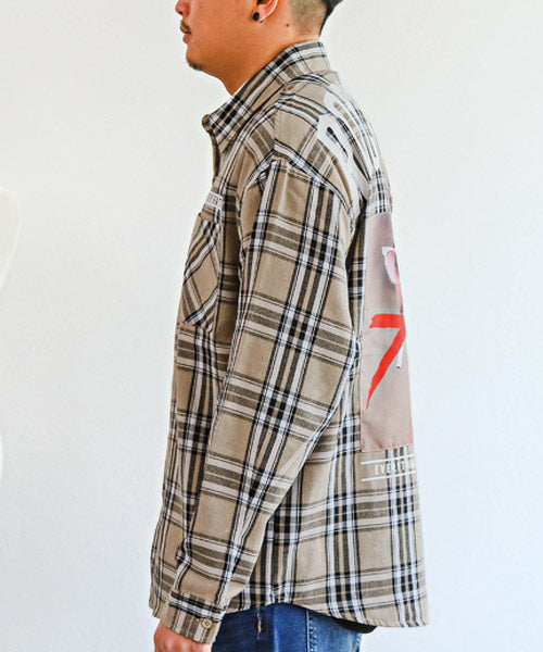 ラグスタイル LUXSTYLE ガールズフォト＆ロゴプリント長袖シャツ/長袖シャツ メンズ バックプリント ガールズフォト ロゴ プリント