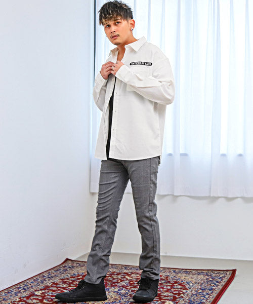 ラグスタイル LUXSTYLE ガールズフォト＆ロゴプリント長袖シャツ/長袖シャツ メンズ バックプリント ガールズフォト ロゴ プリント