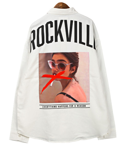 ラグスタイル LUXSTYLE ガールズフォト＆ロゴプリント長袖シャツ/長袖シャツ メンズ バックプリント ガールズフォト ロゴ プリント