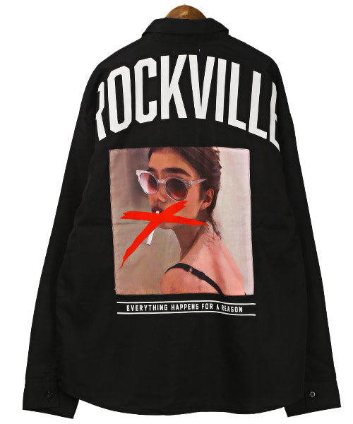 ラグスタイル LUXSTYLE ガールズフォト＆ロゴプリント長袖シャツ/長袖シャツ メンズ バックプリント ガールズフォト ロゴ プリント