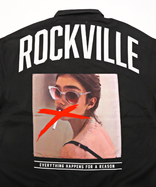 ラグスタイル LUXSTYLE ガールズフォト＆ロゴプリント長袖シャツ/長袖シャツ メンズ バックプリント ガールズフォト ロゴ プリント