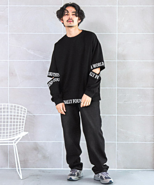 ラグスタイル LUXSTYLE オープンエルボートレーナー/トレーナー メンズ スウェット ビッグシルエット ロゴ プリント