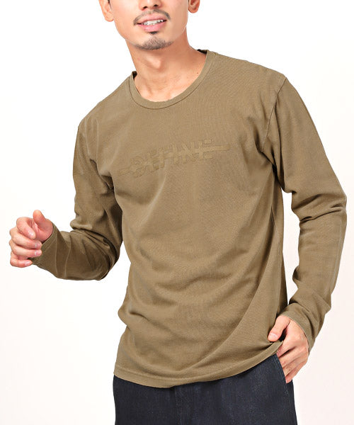 ラグスタイル LUXSTYLE 硫化染めロゴプリントロンT/ロンT メンズ 長袖Tシャツ 硫化染め 色落ち加工 ロゴ プリント
