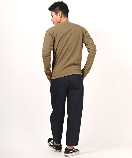 ラグスタイル LUXSTYLE 硫化染めロゴプリントロンT/ロンT メンズ 長袖Tシャツ 硫化染め 色落ち加工 ロゴ プリント