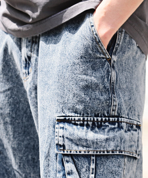 ラグスタイル LUXSTYLE ケミカルウォッシュデニムワイドカーゴパンツ/カーゴパンツ メンズ デニム ワイド ケミカルウォッシュ （2ブラック） 2ブラック
