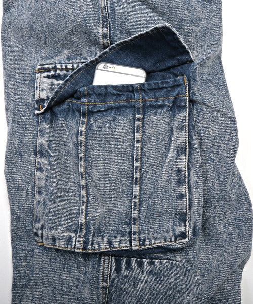 ラグスタイル LUXSTYLE ケミカルウォッシュデニムワイドカーゴパンツ/カーゴパンツ メンズ デニム ワイド ケミカルウォッシュ （2ブラック） 2ブラック