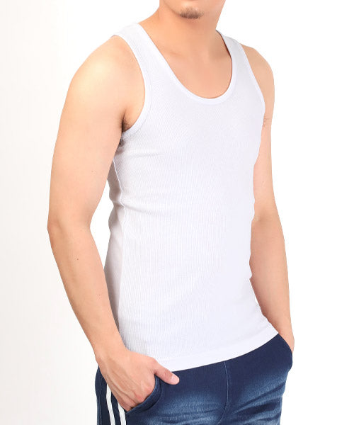 LUXSTYLE Ribbed Tank Top / Tank Top for Men Sleeveless Ribbed Textured Plain Inner Slim
