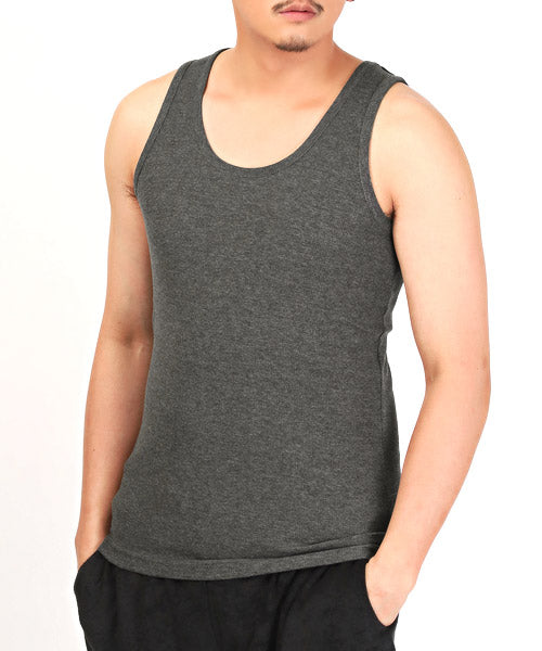 LUXSTYLE Ribbed Tank Top / Tank Top for Men Sleeveless Ribbed Textured Plain Inner Slim