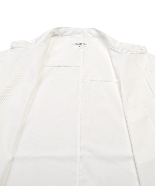 ラグスタイル LUXSTYLE ピンタックドッキングアシメ半袖BIGシャツ/半袖シャツ メンズ レディース アシンメトリー モックネック ドレープ ストレッチ