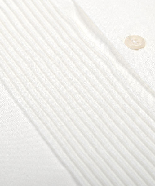 ラグスタイル LUXSTYLE ピンタックドッキングアシメ半袖BIGシャツ/半袖シャツ メンズ レディース アシンメトリー モックネック ドレープ ストレッチ