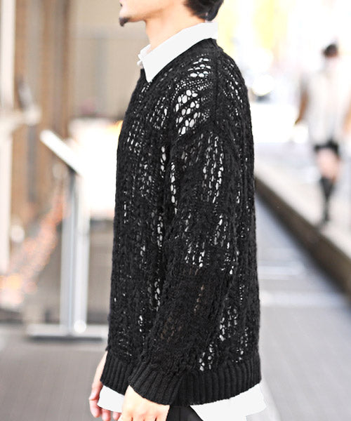 ラグスタイル LUXSTYLE テープヤーンレース編みニット/ニット メンズ レディース セーター 透かし編み レース編み 総柄 春夏