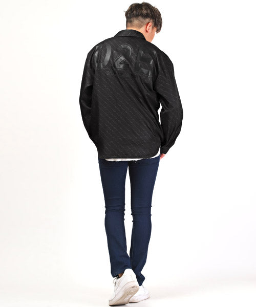 ラグスタイル LUXSTYLE 刺繍＆ラバープリント総柄ロゴ長袖シャツ/長袖シャツ メンズ ロゴ プリント 総柄 刺繍