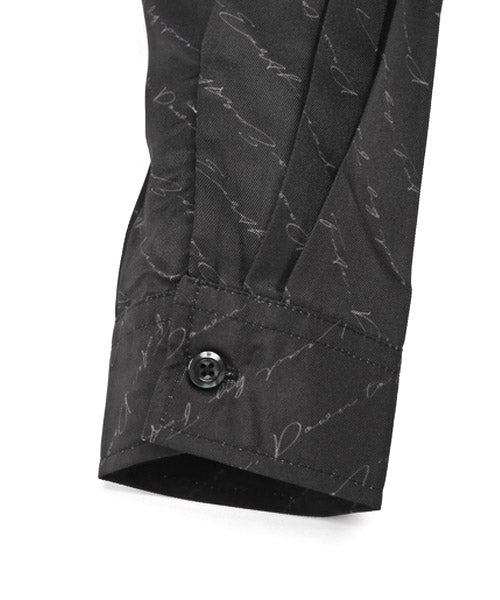 ラグスタイル LUXSTYLE 刺繍＆ラバープリント総柄ロゴ長袖シャツ/長袖シャツ メンズ ロゴ プリント 総柄 刺繍