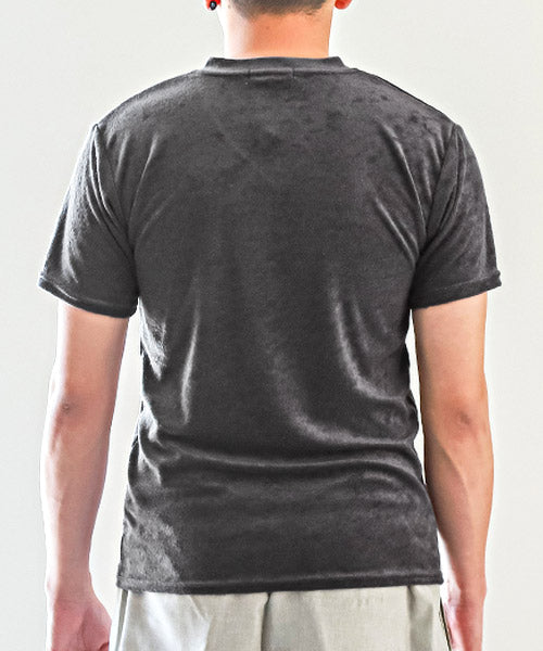 ラグスタイル LUXSTYLE パイルVネック半袖Tシャツ/Tシャツ メンズ 半袖 Vネック パイル地 タオル地 無地Tシャツ （チャコール） チャコール