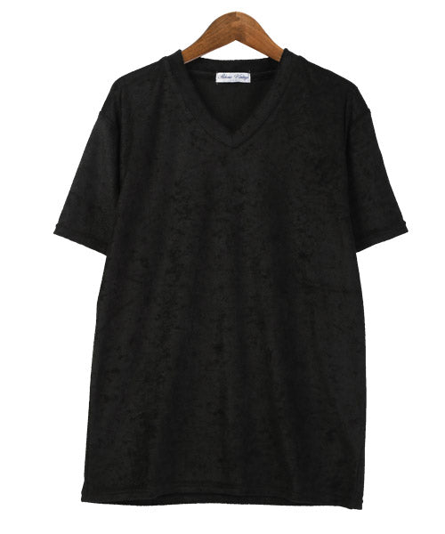 ラグスタイル LUXSTYLE パイルVネック半袖Tシャツ/Tシャツ メンズ 半袖 Vネック パイル地 タオル地 無地Tシャツ （チャコール） チャコール