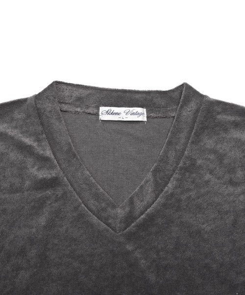 ラグスタイル LUXSTYLE パイルVネック半袖Tシャツ/Tシャツ メンズ 半袖 Vネック パイル地 タオル地 無地Tシャツ （チャコール） チャコール
