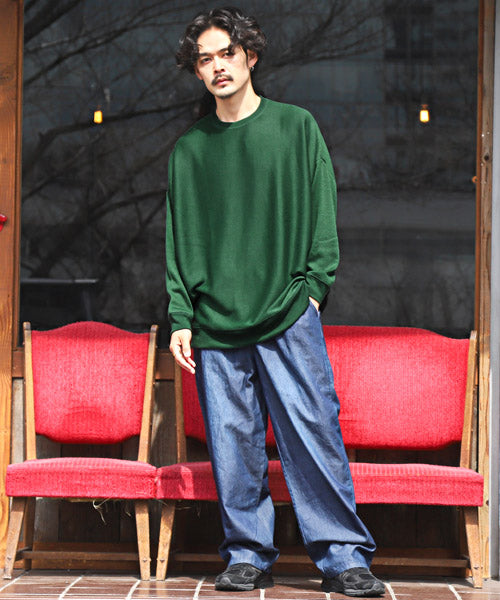 ラグスタイル LUXSTYLE ミラノリブクルーネックBIGニットソー/ニットソー メンズ ミラノリブ ニット セーター カットソー ビッグシルエット