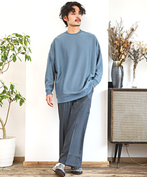 ラグスタイル LUXSTYLE ミラノリブクルーネックBIGニットソー/ニットソー メンズ ミラノリブ ニット セーター カットソー ビッグシルエット