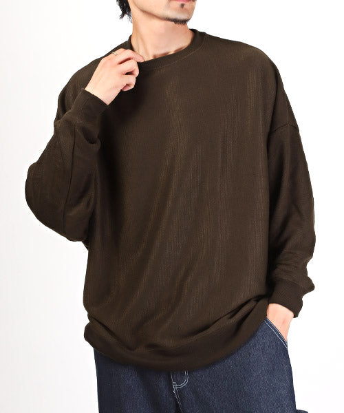 ラグスタイル LUXSTYLE ミラノリブクルーネックBIGニットソー/ニットソー メンズ ミラノリブ ニット セーター カットソー ビッグシルエット