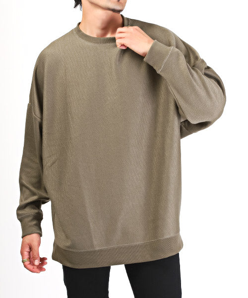 ラグスタイル LUXSTYLE ミラノリブクルーネックBIGニットソー/ニットソー メンズ ミラノリブ ニット セーター カットソー ビッグシルエット