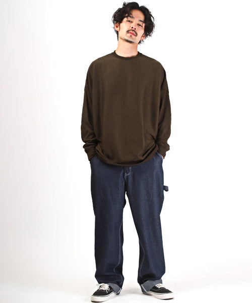 ラグスタイル LUXSTYLE ミラノリブクルーネックBIGニットソー/ニットソー メンズ ミラノリブ ニット セーター カットソー ビッグシルエット