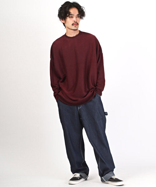 ラグスタイル LUXSTYLE ミラノリブクルーネックBIGニットソー/ニットソー メンズ ミラノリブ ニット セーター カットソー ビッグシルエット