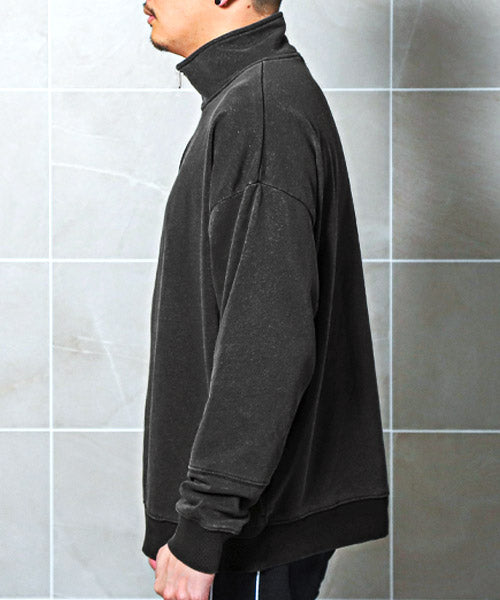 ラグスタイル LUXSTYLE インディゴ染め裏毛ハーフZIPトレーナー/トレーナー メンズ スウェット ハーフジップ ビッグシルエット 裏毛