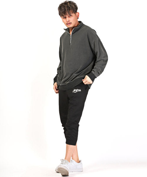 ラグスタイル LUXSTYLE インディゴ染め裏毛ハーフZIPトレーナー/トレーナー メンズ スウェット ハーフジップ ビッグシルエット 裏毛