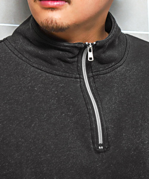 ラグスタイル LUXSTYLE インディゴ染め裏毛ハーフZIPトレーナー/トレーナー メンズ スウェット ハーフジップ ビッグシルエット 裏毛