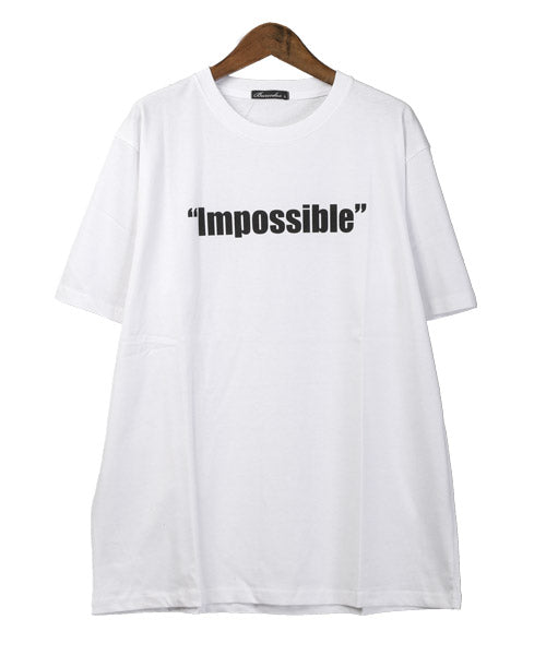 ラグスタイル LUXSTYLE Impossibleロゴプリント半袖Tシャツ/Tシャツ メンズ レディース 半袖 ロゴ プリント 英字 プリントTシャツ （ホワイト） ホワイト
