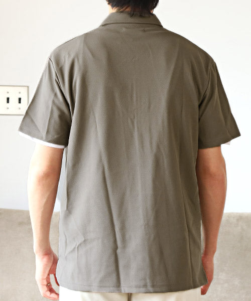 ラグスタイル LUXSTYLE 薄梨地半袖オープンシャツ/半袖シャツ メンズ オープンカラー 開襟 梨地 凸凹 とろみ感 無地 （グレージュ） グレージュ