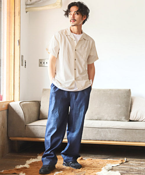 ラグスタイル LUXSTYLE レーヨン無地アロハシャツ/半袖シャツ メンズ オープンカラー アロハシャツ レーヨン 無地 薄手 （ネイビー） ネイビー