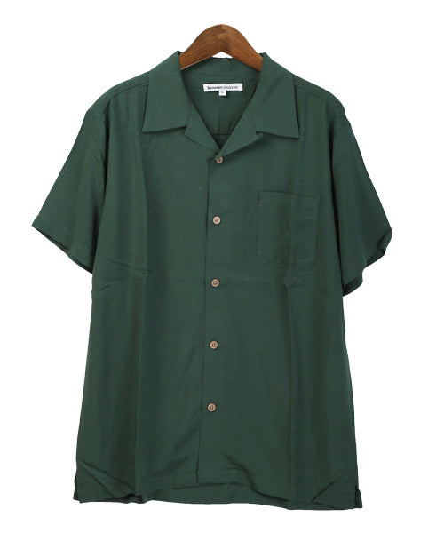 ラグスタイル LUXSTYLE レーヨン無地アロハシャツ/半袖シャツ メンズ オープンカラー アロハシャツ レーヨン 無地 薄手 （ネイビー） ネイビー