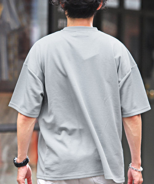 ラグスタイル LUXSTYLE ポンチ切替半袖ビッグTシャツ/Tシャツ メンズ レディース 半袖 ポンチ 刺繍 ビッグシルエット