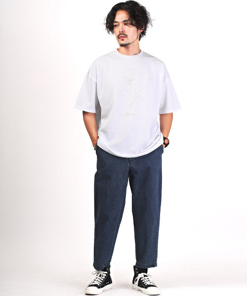 ラグスタイル LUXSTYLE ポンチ切替半袖ビッグTシャツ/Tシャツ メンズ レディース 半袖 ポンチ 刺繍 ビッグシルエット